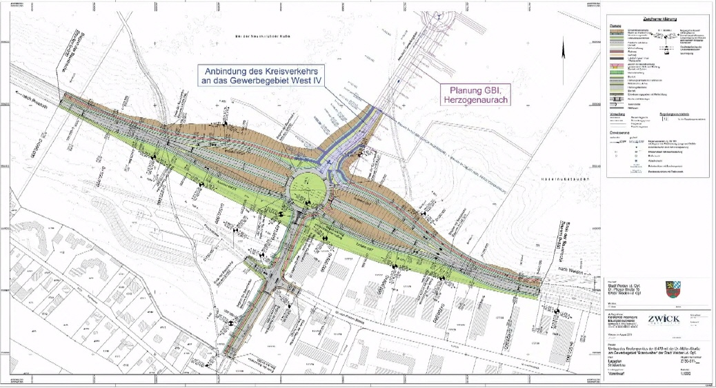 Höhenfreier Kreisverkehr zur Anbindung West IV